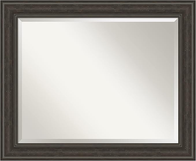Amanti Art Brown Wall Mirror 28x34 Shipwreck Greywash Rectangle Bathroom Mirror by AmantiArt
