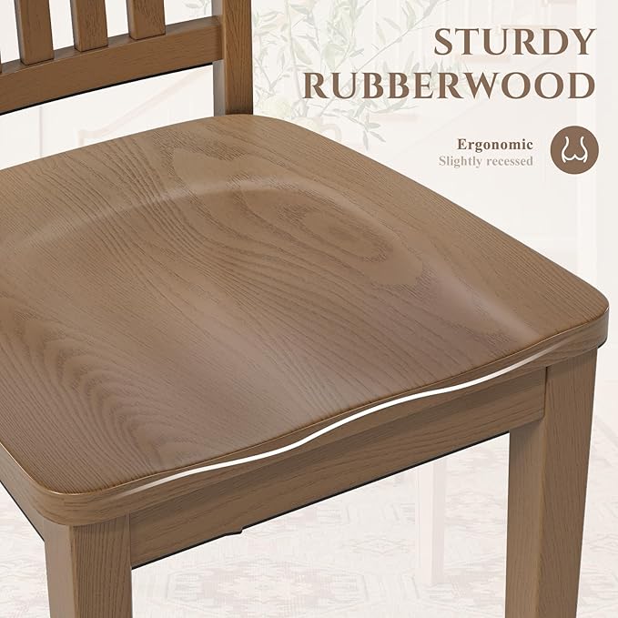 COLAMY Wooden Dining Chairs Set of 2, Solid Rubberwood Kitchen & Dining Room - Image 5