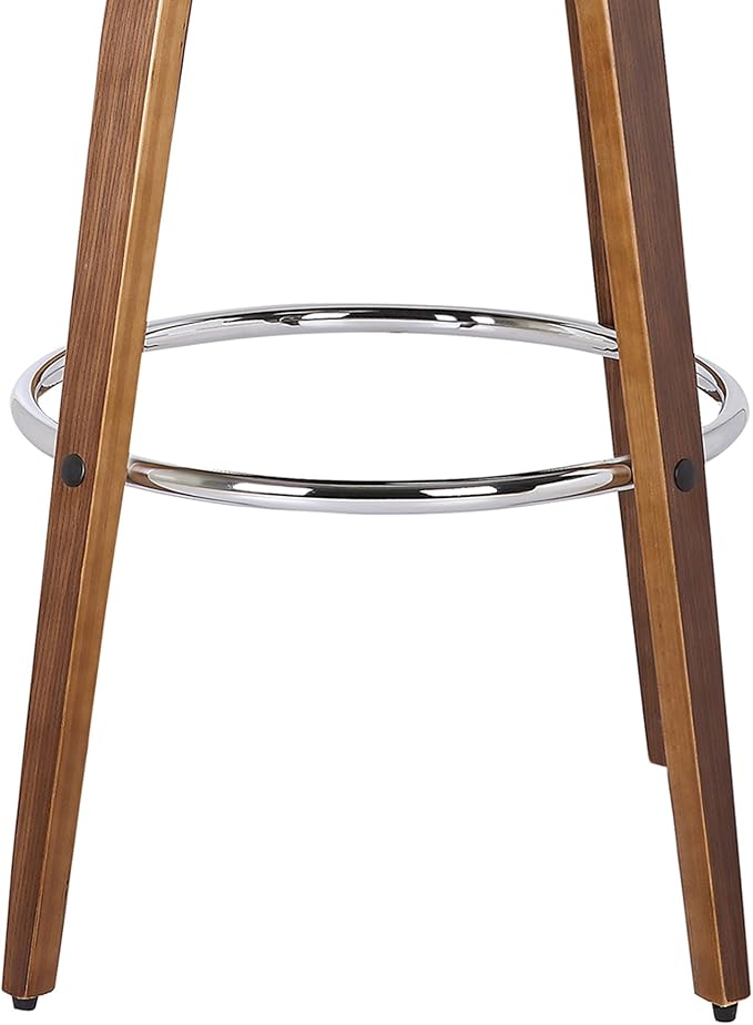 Armen Living Sonia 30" Bar Height Swivel Brown Faux Leather and Walnut Wood Bar - Image 8