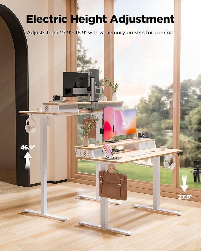 35x20 Inch Standing Desk with Double Drawers, C-Clamp Mount Compatible - Image 6