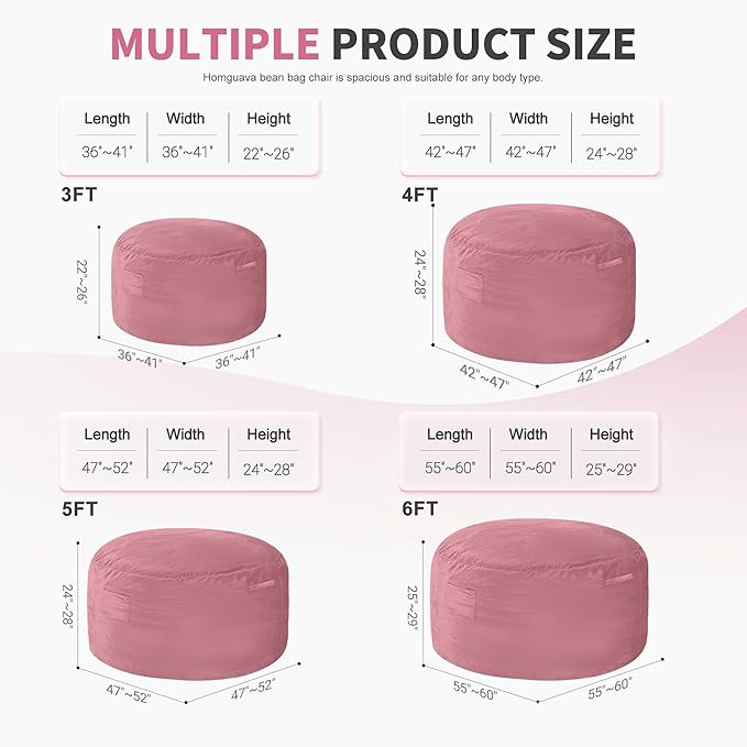 Homguava 5 FT Bean Bag Chair: 5' Bean Bags - Image 2