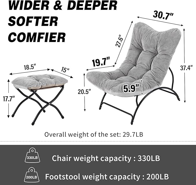 Welnow Accent Lounge Lazy Chair, Comfy Soft Leisure Metal Frame Reading Chair - Image 2