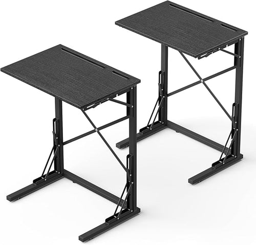 21''Wx28''H Folding TV Tray Set of 2, Small Foldable C-Shaped Tray Table by Evermagin