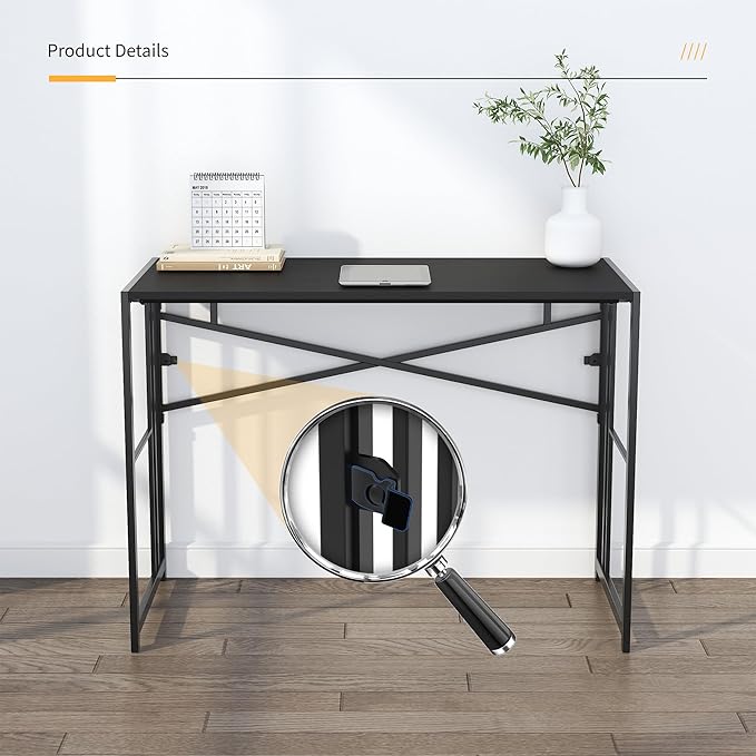 Narrow Folding Computer Desk 35 inch, Writing Gaming Computer Desk - Image 8