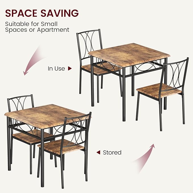 CABIHOME Dining Table Set for 2, 3 Piece Kitchen Table Set for 2, Square - Image 8