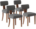 Farmhouse Chair Set of 4, Mid Century Modern Dining Chairs, Sherpa Upholstered by LUXOAKAddMoreStyletoHome