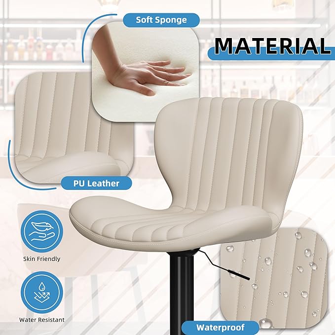 Shintenchi Bar Stools Set of 4 Modern Swivel Bar Chairs, Counter Height Faux - Image 7