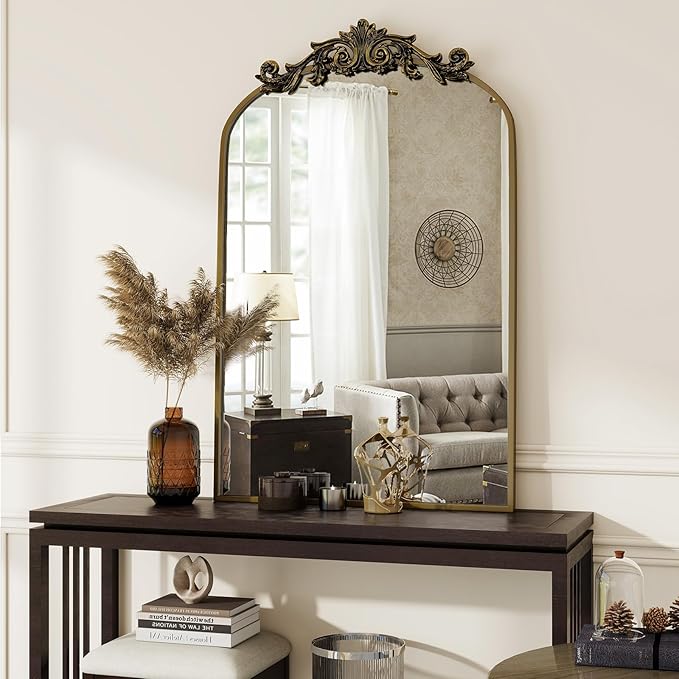 Vintage Arched Bathroom Mirror, 26x38 Inch Retro Wall Mounted Vanity Mirror - Image 4
