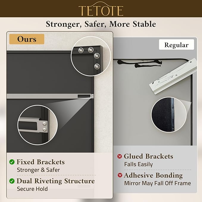 TETOTE Black Mirror for Bathroom Sink 24" x 36" Matte Black Beveled Metal Frame - Image 3