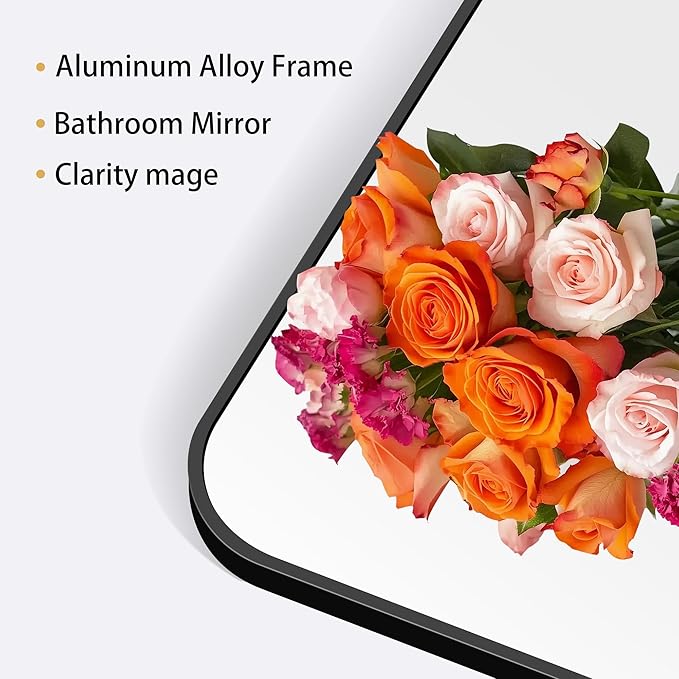 16" x 40"Bathroom Mirror, Matte Black Wall Mirror - Image 8