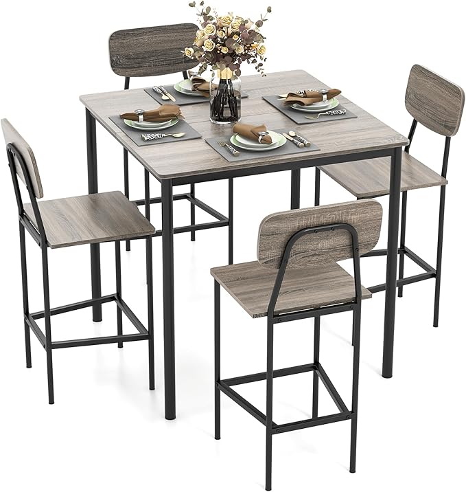 Tangkula Counter Height Dining Table Set, Bar Table and Chairs, Pub Table and by TANGKULA