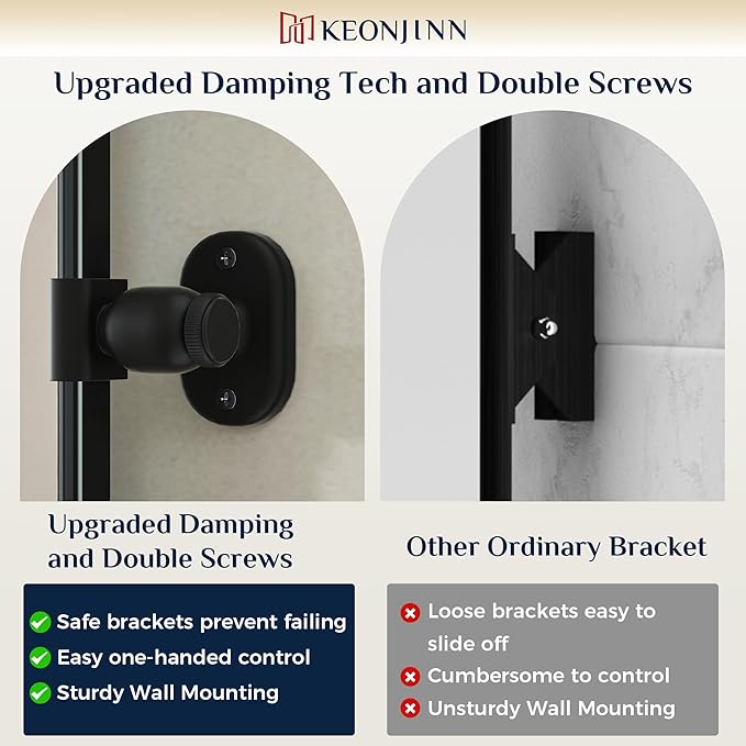 Keonjinn Black Pivot Mirror Bathrooms, 20x30 in Tilt Mirror Bathroom - Image 3