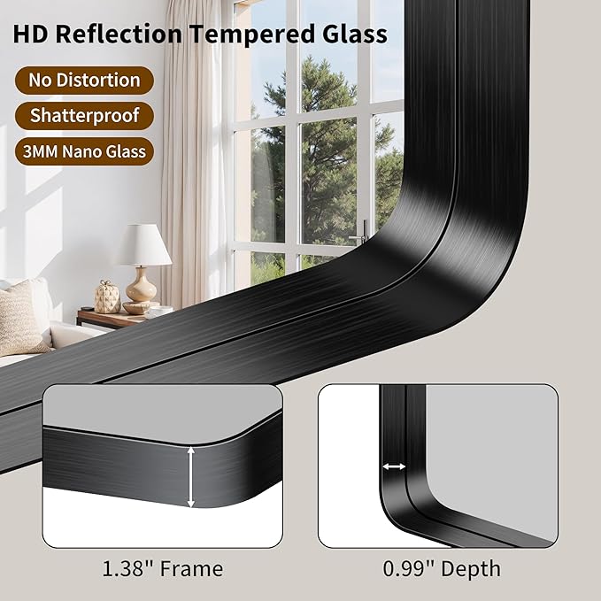 FORBATH 60x40 Inch Large Bathroom Mirror - Image 7