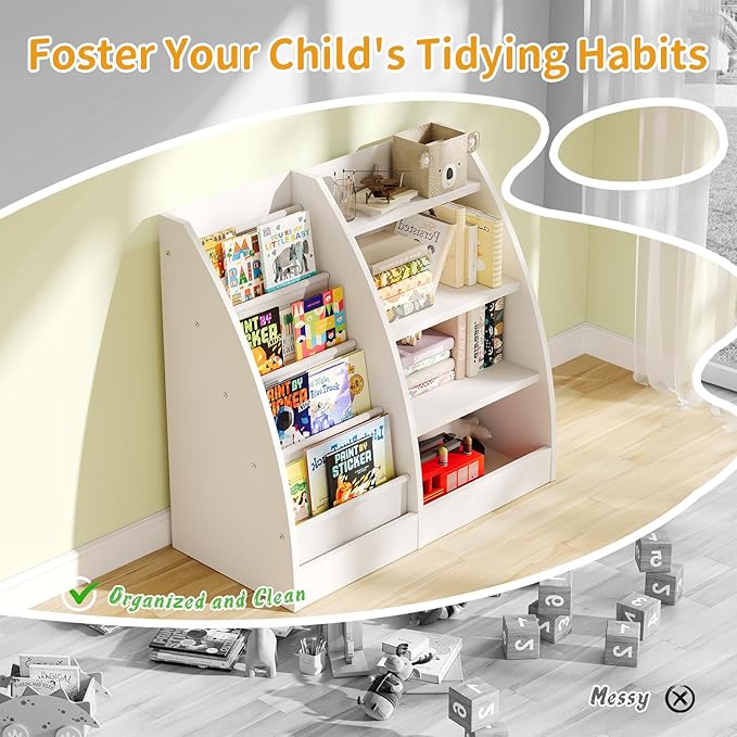 4 Tier Kids Bookshelf, 4 Layer Sling Kids Book Shelf - Image 5