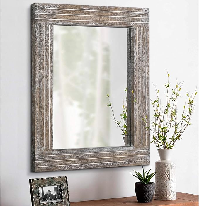 Mirrors for Wall Rustic Wooden Frame Rectangle Mirror Vintage Hanging Mirror by HLFMVWE