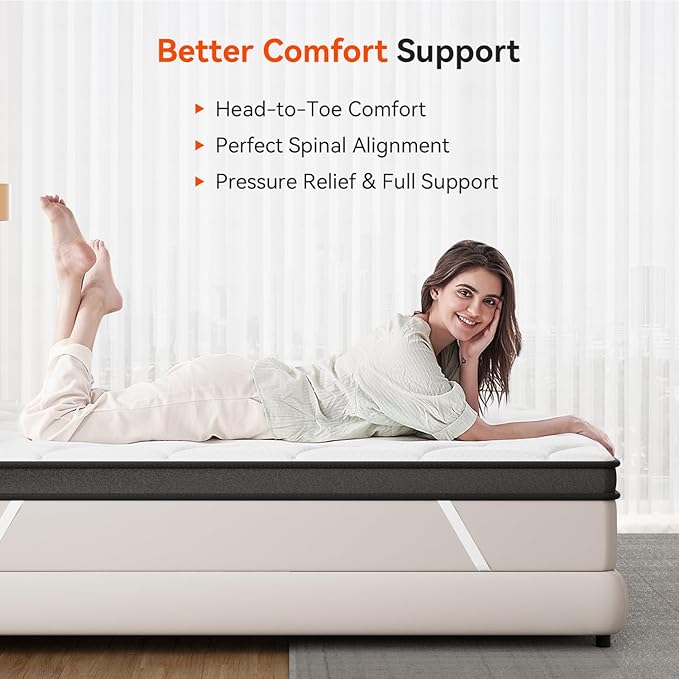 ELEMUSE 3 Inch King Size Memory Foam Mattress Topper, High Density Gel Foam Bed - Image 4