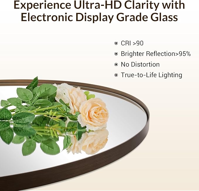 ANDY STAR Bronze Bathroom Mirror, 24x36 Brushed Bronze Oval Mirror, Oval Wall - Image 4