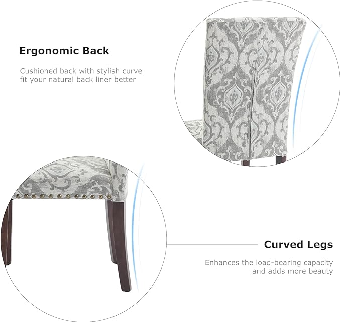 COLAMY Upholstered Parsons Dining Chairs Set of 2, Fabric Dining Room Kitchen - Image 7