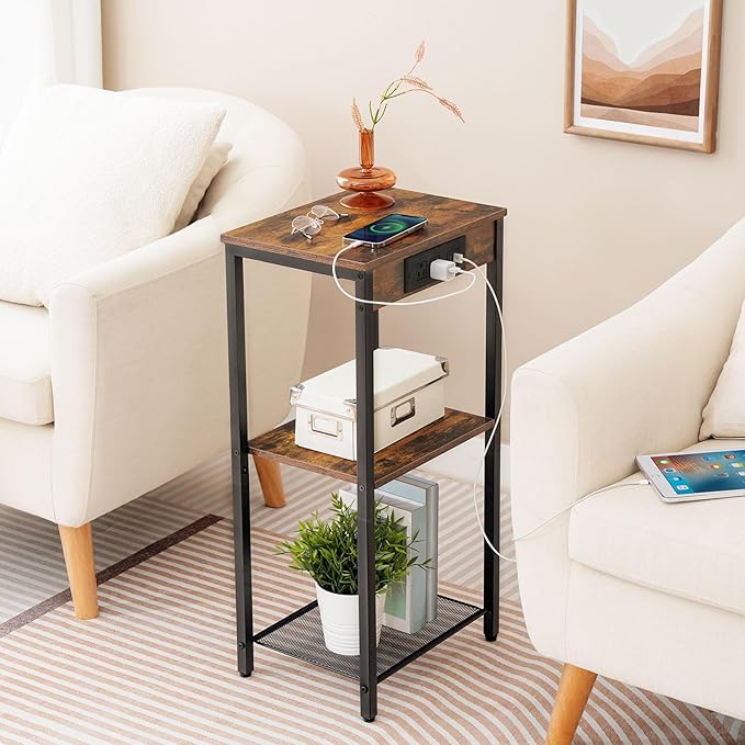 HOOBRO Tall End Tables with Charging Station, 30 Inch Tall Nightstands - Image 9