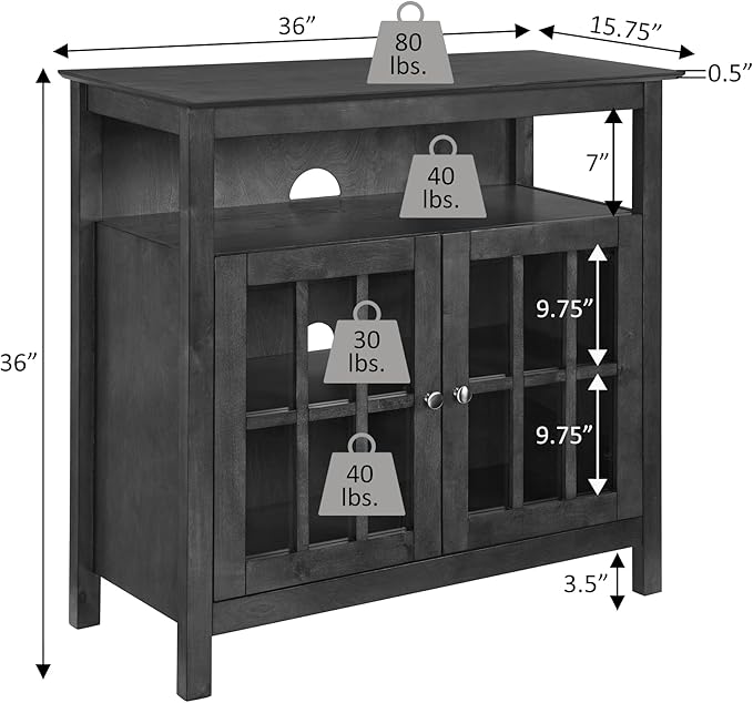 Convenience Concepts Big Sur Highboy Stand 36" Modern Entertainment Center - Image 3