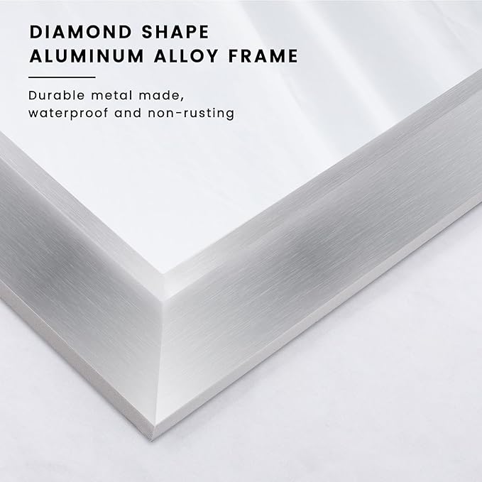 Amorho 50 X30 Inch Bathroom Mirror Silver, Thick Metal Framed Wall Mirrors - Image 2