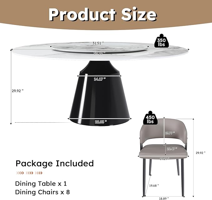 Ball & Cast 9-Piece Dining Set, Faux Marble Table - Image 2