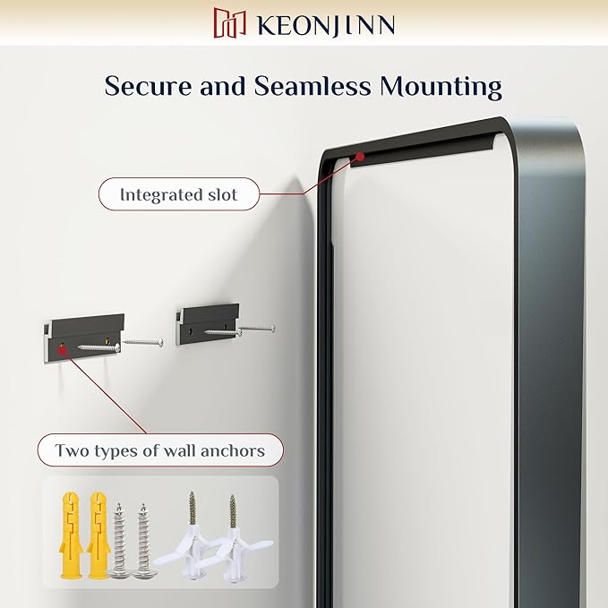 Keonjinn Black Bathroom Mirror for Over Sink, 60” x 28” Large Rounded Rectangle - Image 6
