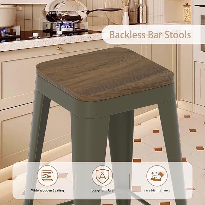 30 inch Backless Bar Stools Set of 4, Indoor Metal Bar Stools - Image 5