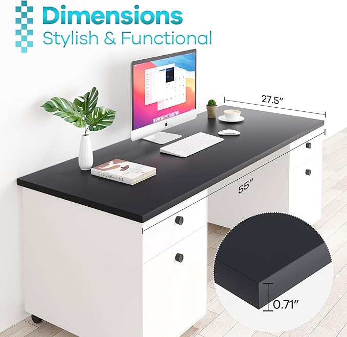 Kaboon Universal Table Top 27.5" D x 55" W, Solid One-Piece Wood Desktop - Image 4
