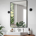 Matte Black Mirror, 24x32 Inch Aluminum Framed Rectangle Mirror, Tempered Glass by CLBA
