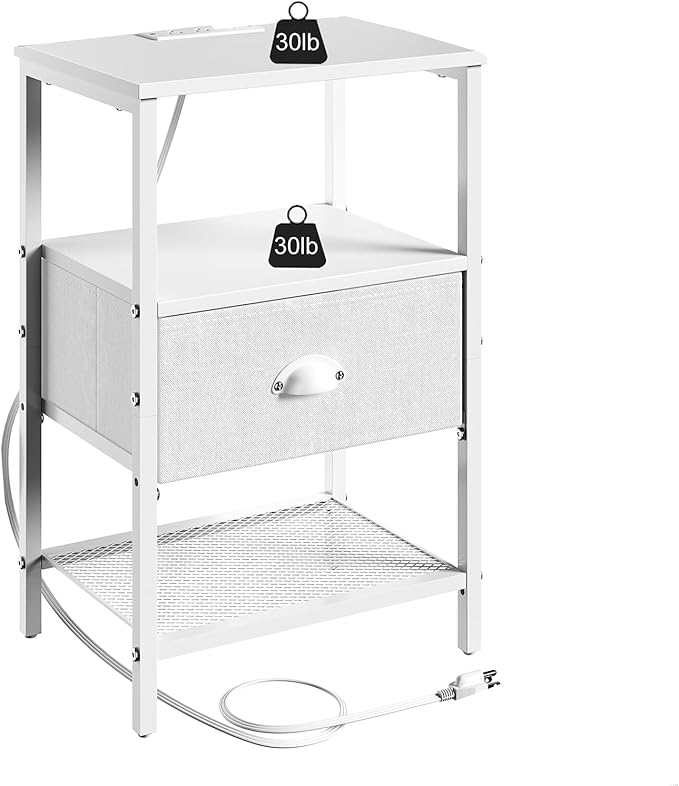 Sthmec Nightstands with Charging Station, LED Bedside Tables with Charging - Image 8