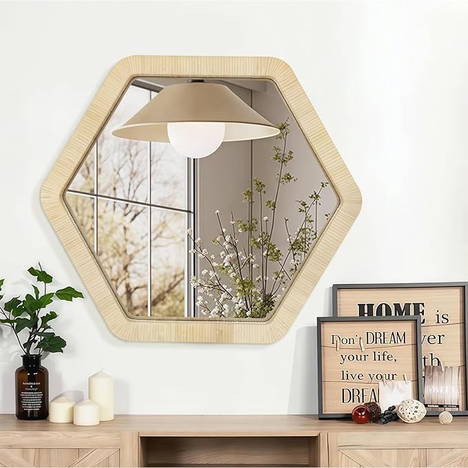 ULIKE Rattan Mirror for Wall, Bathroom 30 Inch Rustic Farmhouse Wall Decor - Image 4