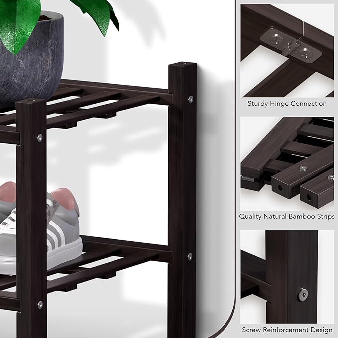 Haddockway 3 Tier Bamboo Shoe Rack Storage Organizer, Small Space 27"x11"x20" - Image 4