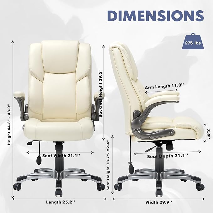 COLAMY High Back Executive Office Chair- Ergonomic Home Computer Desk Leather - Image 3