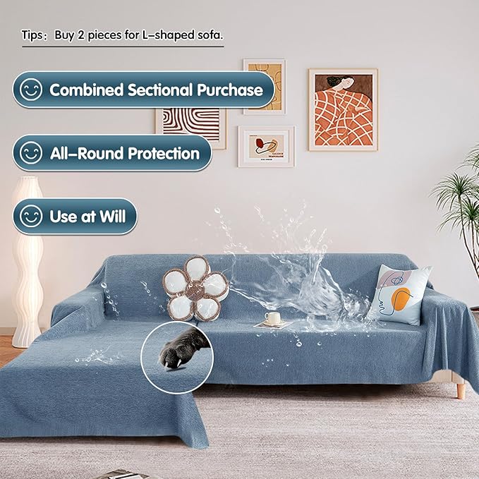 STACYPIK 100% Waterproof Blue Couch Cover - Image 4