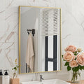 Brushed Gold Mirror, 24x32 Inch Aluminum Framed Rectangle Mirror, Tempered Glass by CLBA