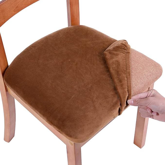 Smiry Velvet Seat Covers for Dining Room Chair Set of 2, Stretch Fit Removable by Smiry