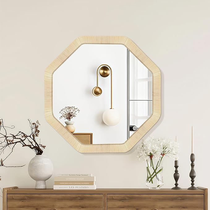 ULIKE Rattan Mirror for Wall, Bathroom 24 Inch Rustic Farmhouse Wall Decor - Image 4
