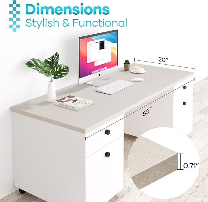 Kaboon Universal Tabletop 55"x20", Solid One-Piece Melamine Table Top, Double - Image 3
