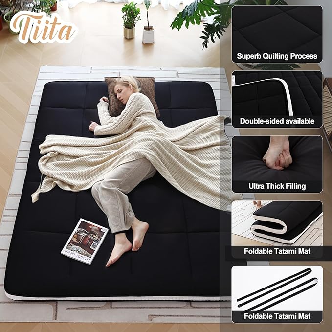 Tiita Memory Foam Mattress Topper Twin Size, Portable Roll Up Travel Car - Image 5