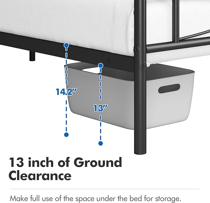 Yaheetech Metal Queen Platform Bed Frames Mattress Foundation - Image 8