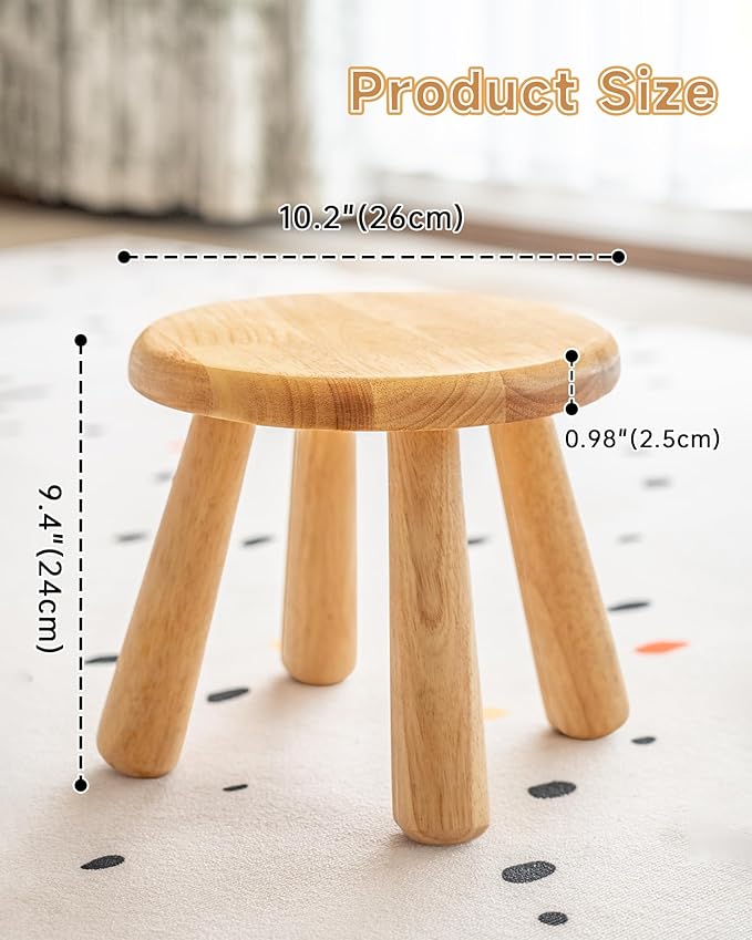 100% Solid Wood Mushroom Step Stool, Small Wooden Stool - Image 3