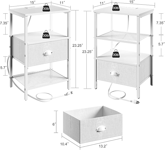 Sthmec Nightstands Set of 2, LED Bedside Tables - Image 3