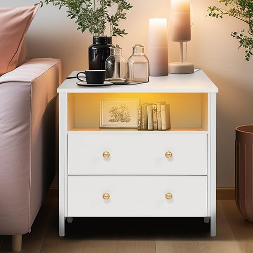 27 Inch Wide Night Stand, Large Wood Night Stand Set 2 - Image 2