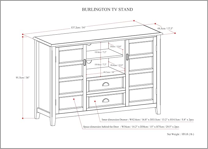 SIMPLIHOME Burlington SOLID WOOD 54 inch Wide Transitional TV Media Stand in - Image 14