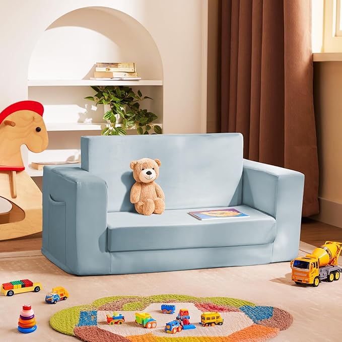 Kids Couch, 2-in-1 Toddler Chair Comfy 1-3 Years, Convertible Kids Chair - Image 5
