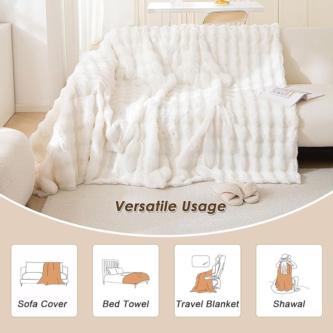 VM VOUGEMARKET Soft Warm Faux Fur Sofa Cover Thick Shaggy Fuzzy Sectional Couch - Image 3