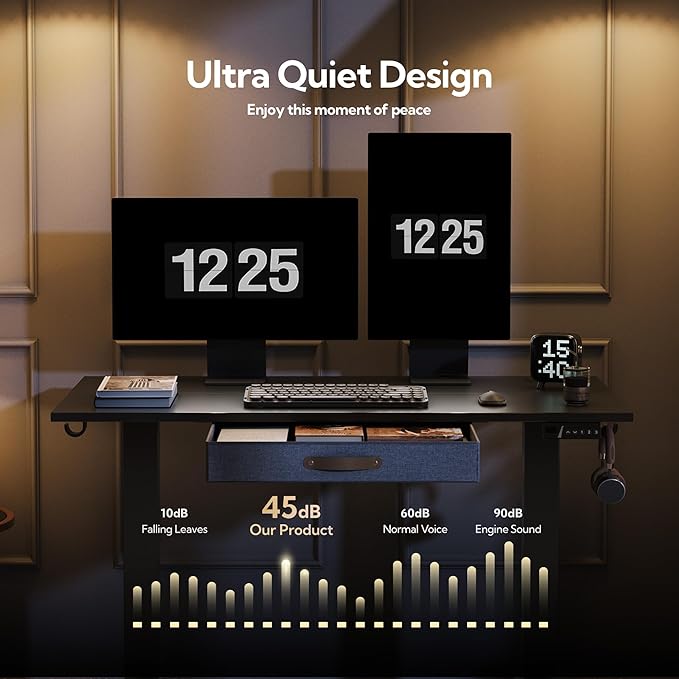 Seang Standing Desk with Drawer, 3 Memory Height Settings with Cable Grommets & - Image 7