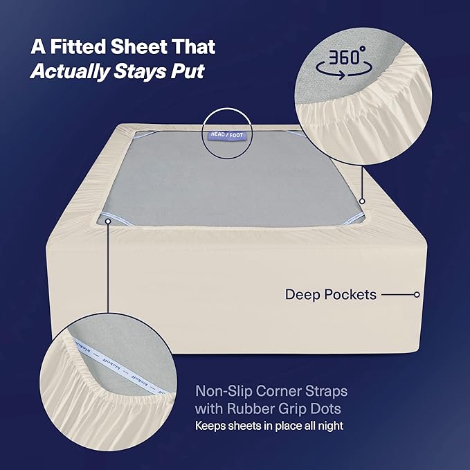 Kickoff Viscose Bamboo Sheets California King Size 4-pc 100% Organic Bamboo - Image 4