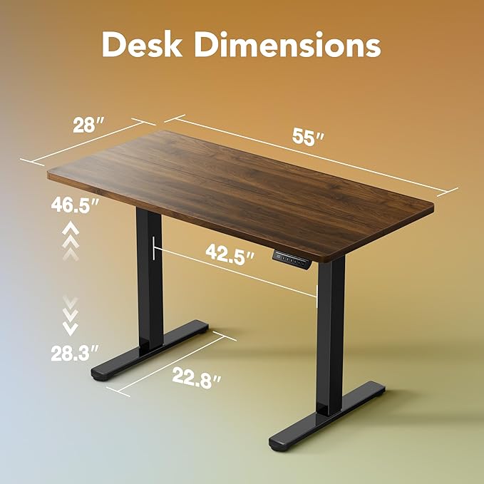 HUANUO 55 x 28 inch Electric Standing Desk Adjustable Height, 4 Memory Height - Image 2
